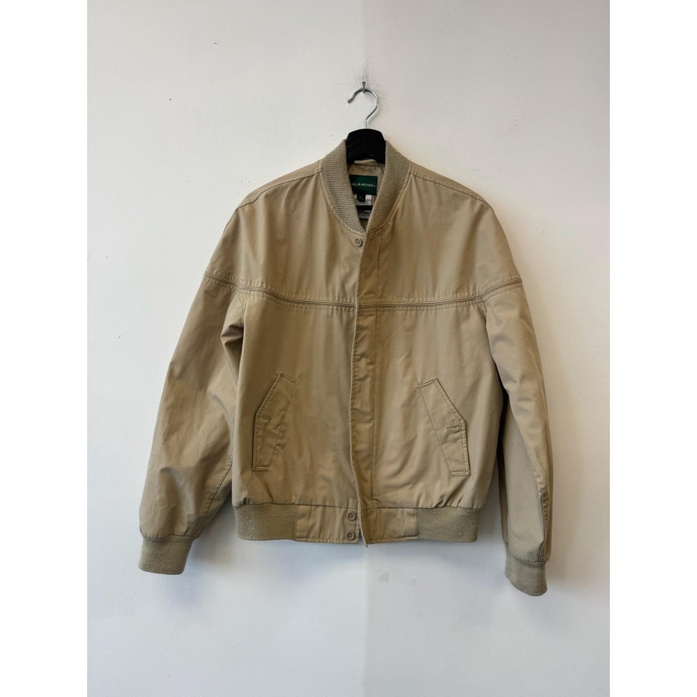 Vintage Hill &‎ Archer Jacket Mens Medium Beige Cotton Bomber Mesh Lined Outdoor